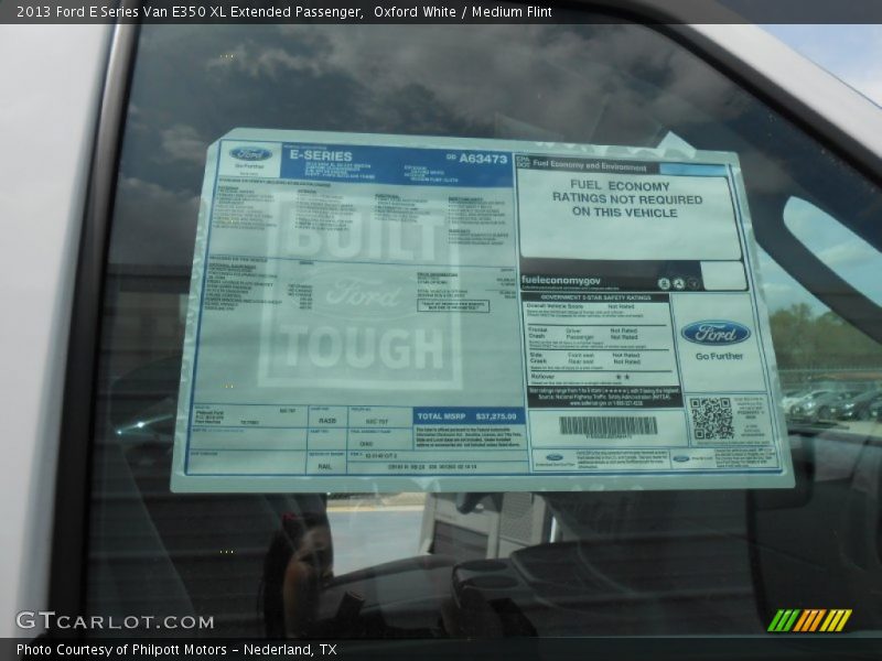  2013 E Series Van E350 XL Extended Passenger Window Sticker