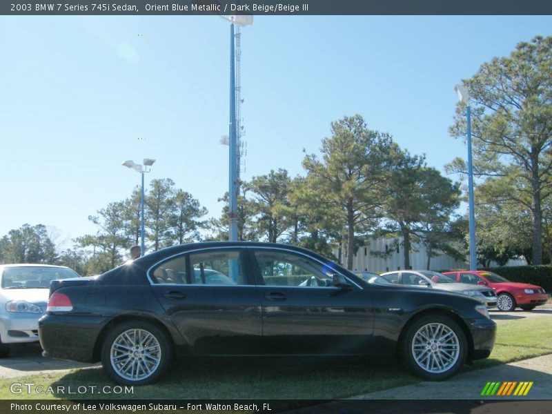 Orient Blue Metallic / Dark Beige/Beige III 2003 BMW 7 Series 745i Sedan