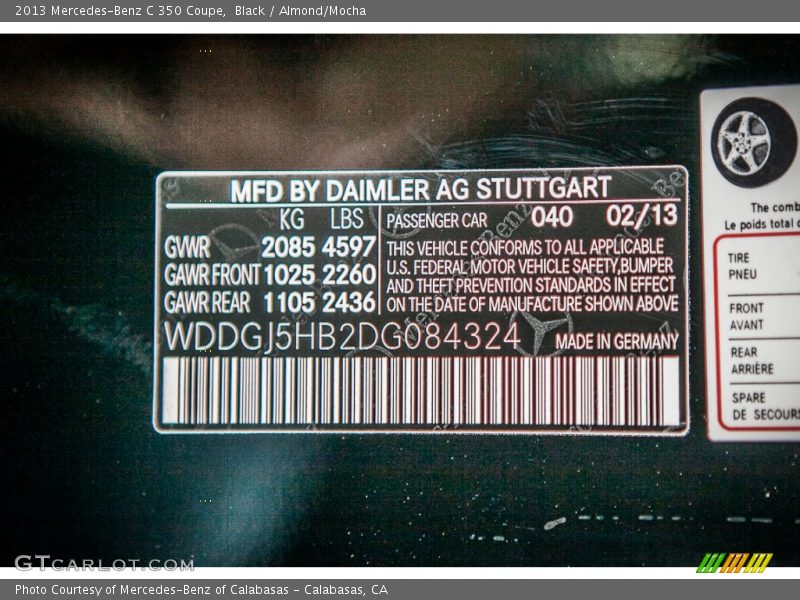 Black / Almond/Mocha 2013 Mercedes-Benz C 350 Coupe