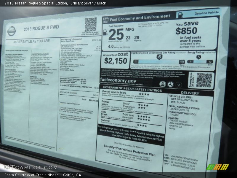 Brilliant Silver / Black 2013 Nissan Rogue S Special Edition