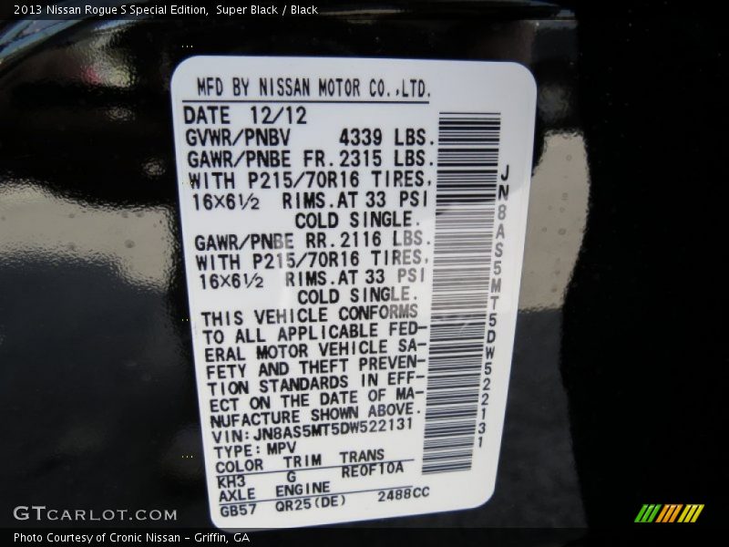 Super Black / Black 2013 Nissan Rogue S Special Edition