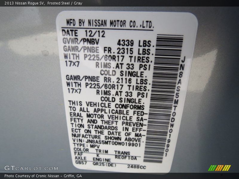 Frosted Steel / Gray 2013 Nissan Rogue SV
