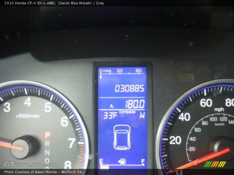 Glacier Blue Metallic / Gray 2010 Honda CR-V EX-L AWD