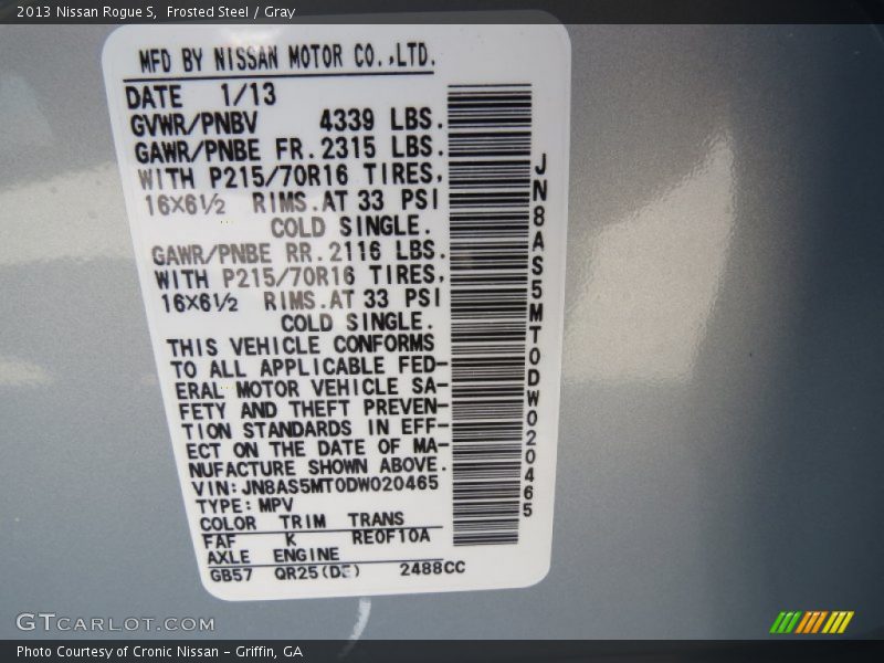 Frosted Steel / Gray 2013 Nissan Rogue S