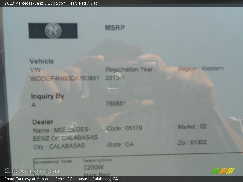 Mars Red / Black 2013 Mercedes-Benz C 250 Sport