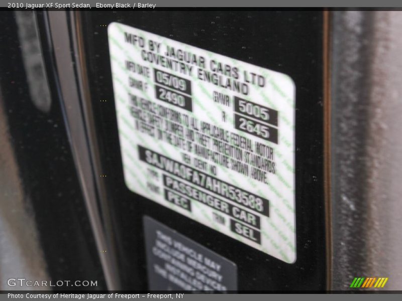 Ebony Black / Barley 2010 Jaguar XF Sport Sedan