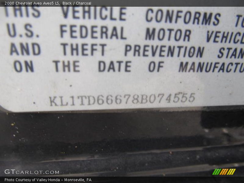 Black / Charcoal 2008 Chevrolet Aveo Aveo5 LS