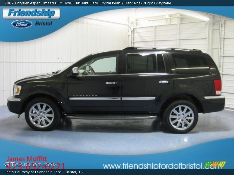 Brilliant Black Crystal Pearl / Dark Khaki/Light Graystone 2007 Chrysler Aspen Limited HEMI 4WD