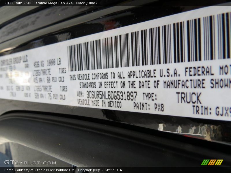 2013 2500 Laramie Mega Cab 4x4 Black Color Code PX8