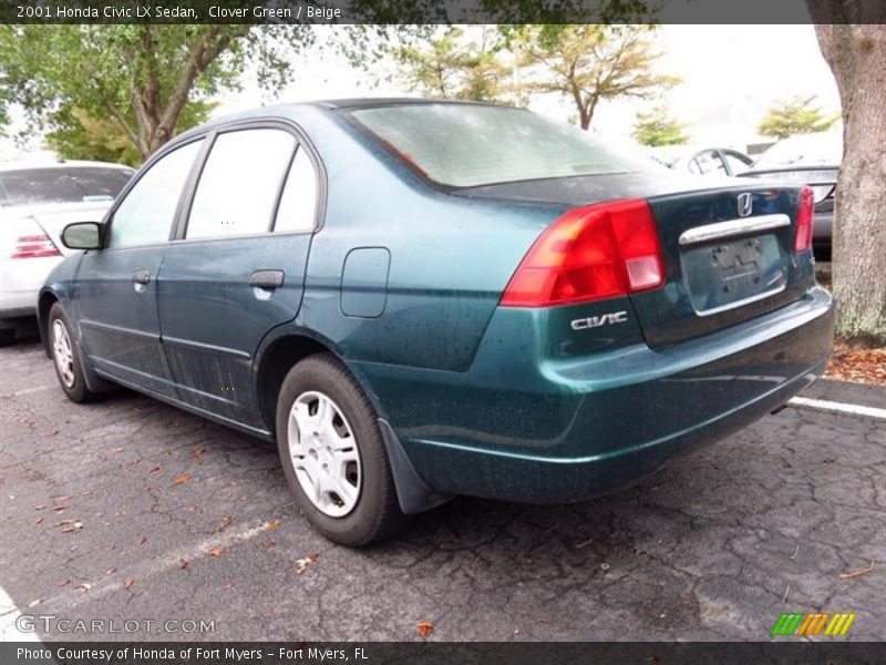 Clover Green / Beige 2001 Honda Civic LX Sedan