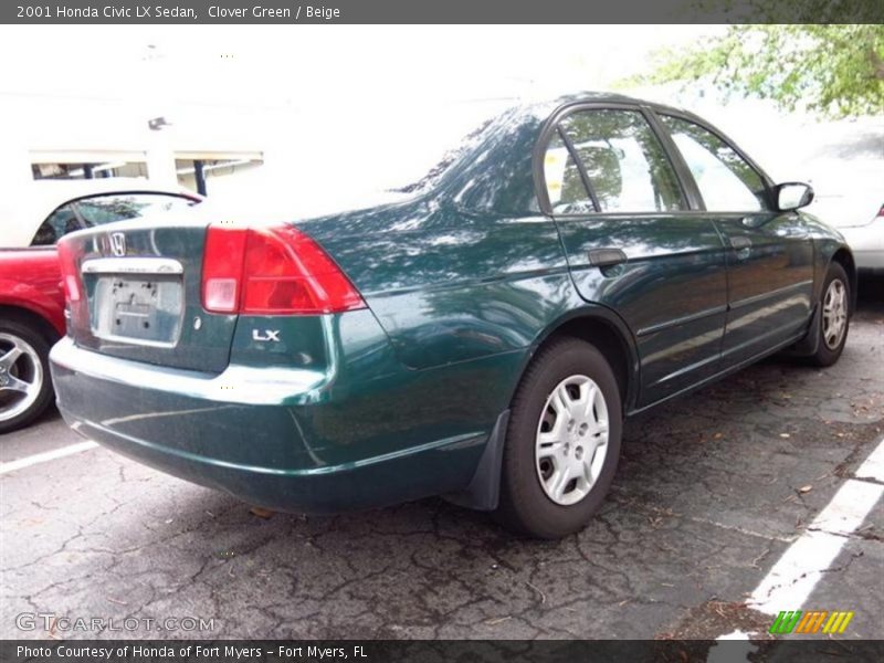 Clover Green / Beige 2001 Honda Civic LX Sedan