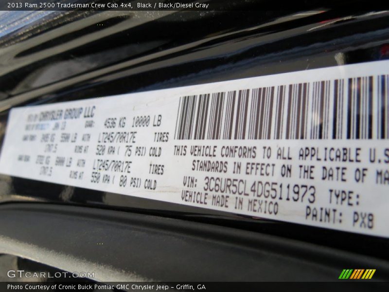 Black / Black/Diesel Gray 2013 Ram 2500 Tradesman Crew Cab 4x4