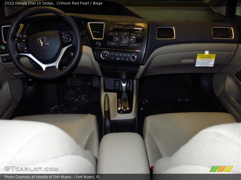 Crimson Red Pearl / Beige 2013 Honda Civic LX Sedan