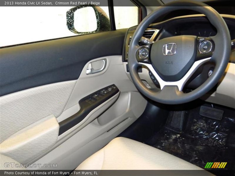 Crimson Red Pearl / Beige 2013 Honda Civic LX Sedan