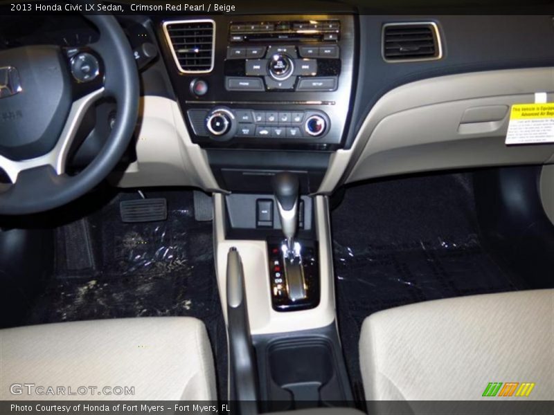 Crimson Red Pearl / Beige 2013 Honda Civic LX Sedan