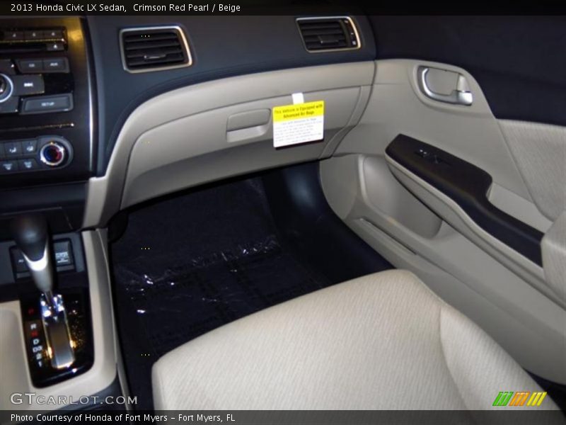 Crimson Red Pearl / Beige 2013 Honda Civic LX Sedan
