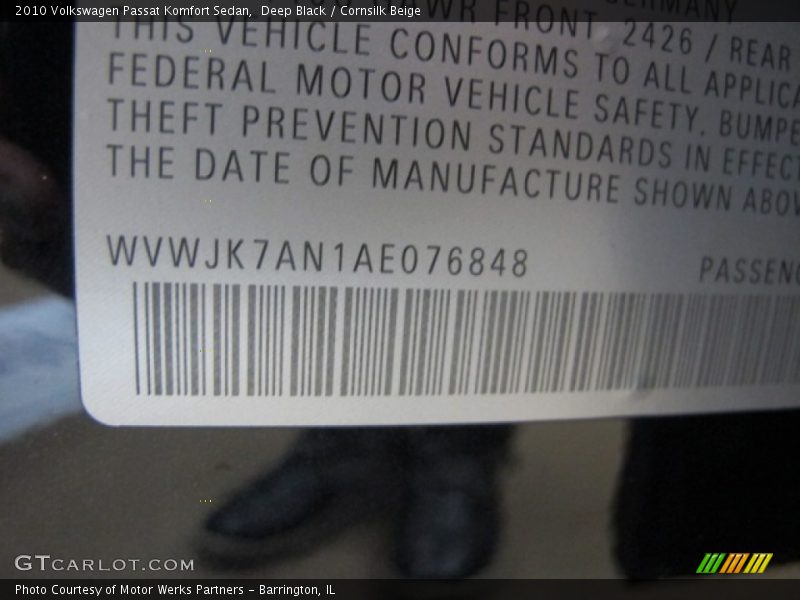 Deep Black / Cornsilk Beige 2010 Volkswagen Passat Komfort Sedan
