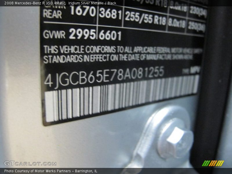 Iridium Silver Metallic / Black 2008 Mercedes-Benz R 350 4Matic