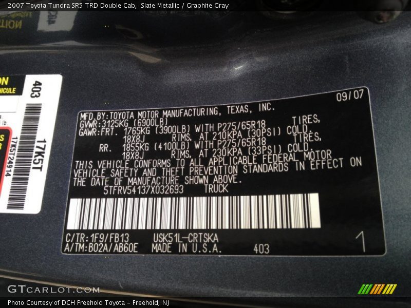 Slate Metallic / Graphite Gray 2007 Toyota Tundra SR5 TRD Double Cab
