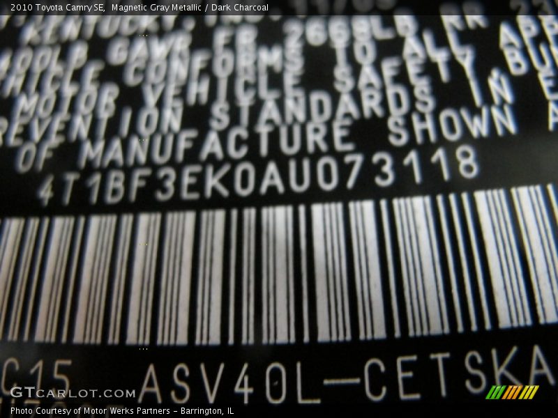 Magnetic Gray Metallic / Dark Charcoal 2010 Toyota Camry SE