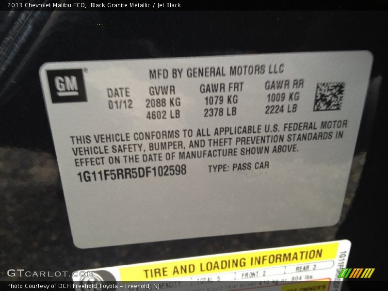 Black Granite Metallic / Jet Black 2013 Chevrolet Malibu ECO