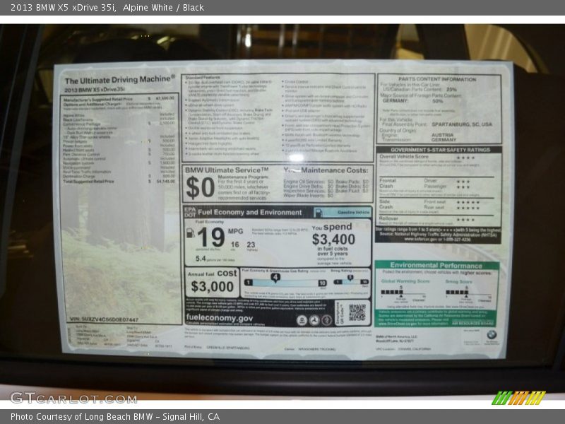 Alpine White / Black 2013 BMW X5 xDrive 35i