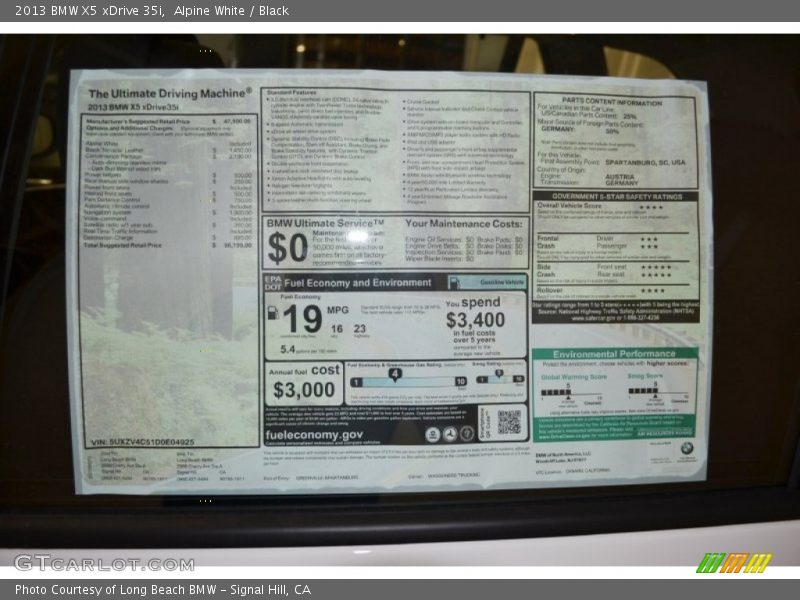 Alpine White / Black 2013 BMW X5 xDrive 35i
