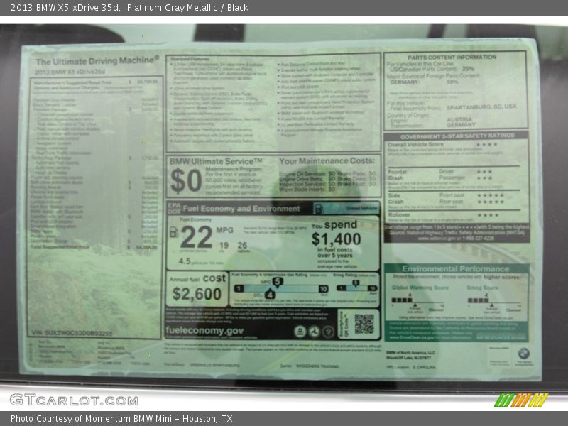 Platinum Gray Metallic / Black 2013 BMW X5 xDrive 35d