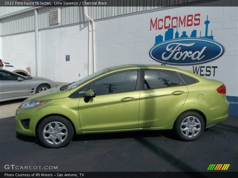 Lime Squeeze / Charcoal Black 2013 Ford Fiesta SE Sedan