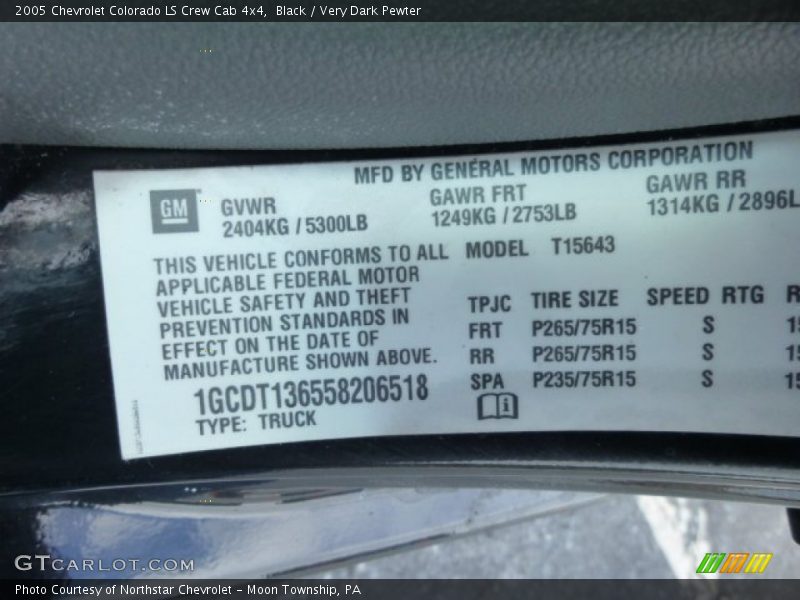 Black / Very Dark Pewter 2005 Chevrolet Colorado LS Crew Cab 4x4