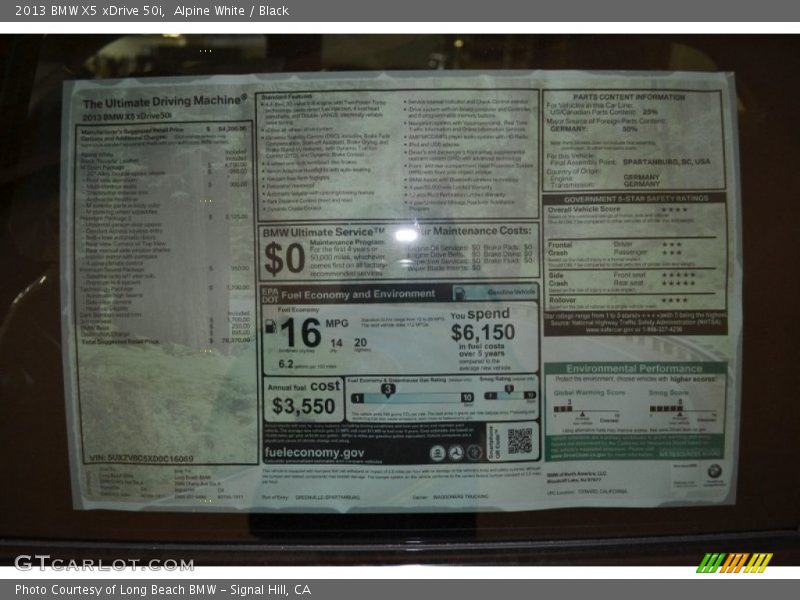 Alpine White / Black 2013 BMW X5 xDrive 50i