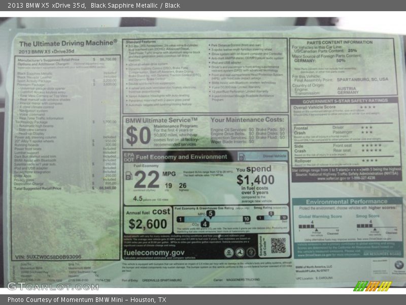 Black Sapphire Metallic / Black 2013 BMW X5 xDrive 35d