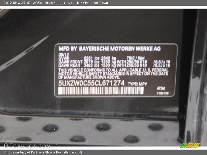 Black Sapphire Metallic / Cinnamon Brown 2012 BMW X5 xDrive35d
