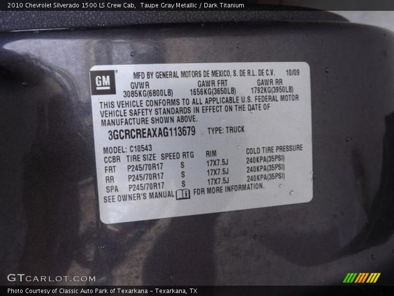 Taupe Gray Metallic / Dark Titanium 2010 Chevrolet Silverado 1500 LS Crew Cab