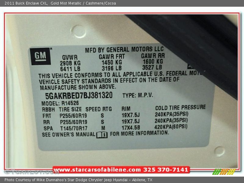 Gold Mist Metallic / Cashmere/Cocoa 2011 Buick Enclave CXL