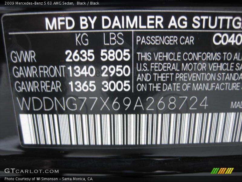 Black / Black 2009 Mercedes-Benz S 63 AMG Sedan