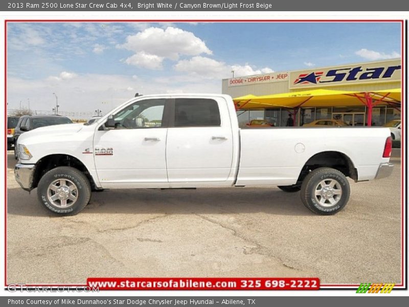 Bright White / Canyon Brown/Light Frost Beige 2013 Ram 2500 Lone Star Crew Cab 4x4