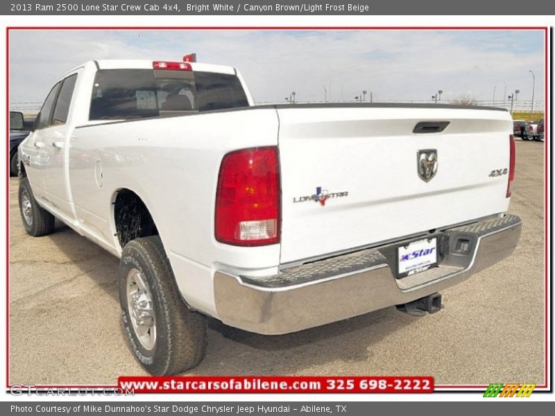 Bright White / Canyon Brown/Light Frost Beige 2013 Ram 2500 Lone Star Crew Cab 4x4