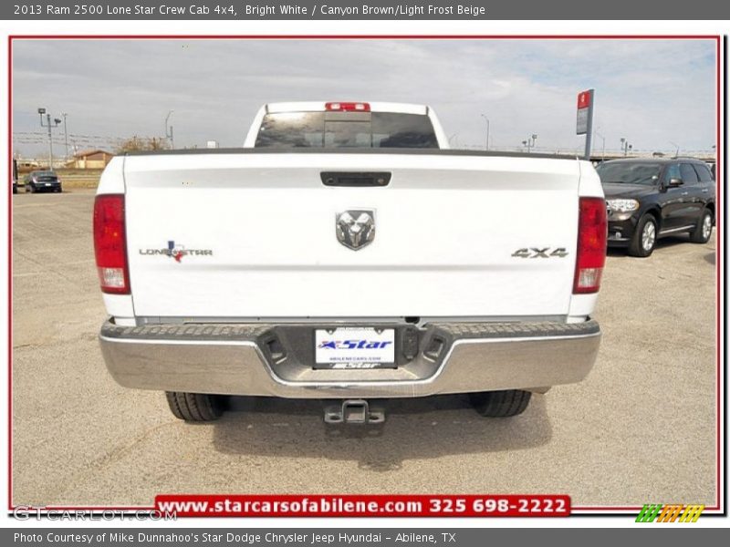 Bright White / Canyon Brown/Light Frost Beige 2013 Ram 2500 Lone Star Crew Cab 4x4