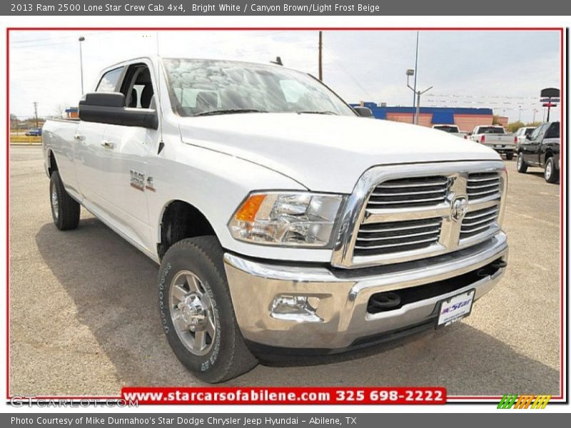 Bright White / Canyon Brown/Light Frost Beige 2013 Ram 2500 Lone Star Crew Cab 4x4