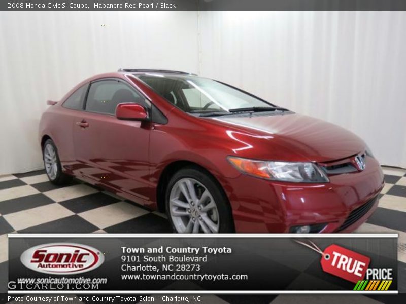 Habanero Red Pearl / Black 2008 Honda Civic Si Coupe