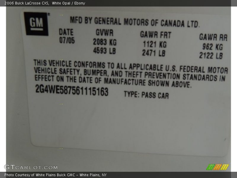 White Opal / Ebony 2006 Buick LaCrosse CXS
