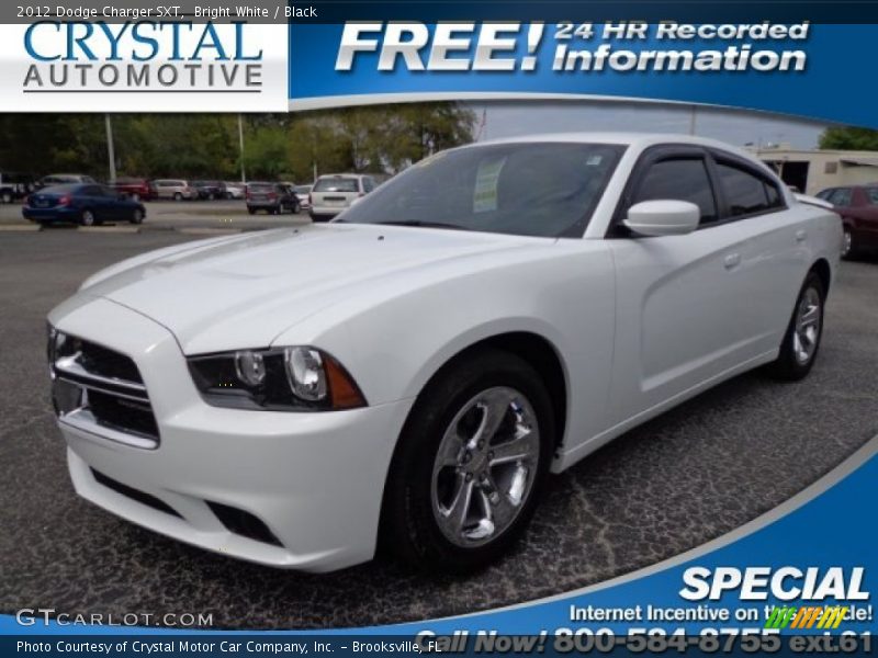Bright White / Black 2012 Dodge Charger SXT