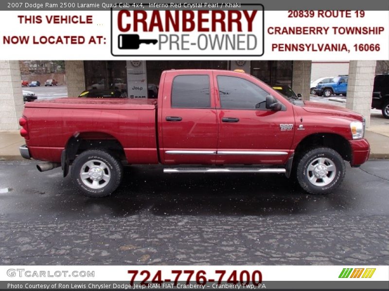 Inferno Red Crystal Pearl / Khaki 2007 Dodge Ram 2500 Laramie Quad Cab 4x4