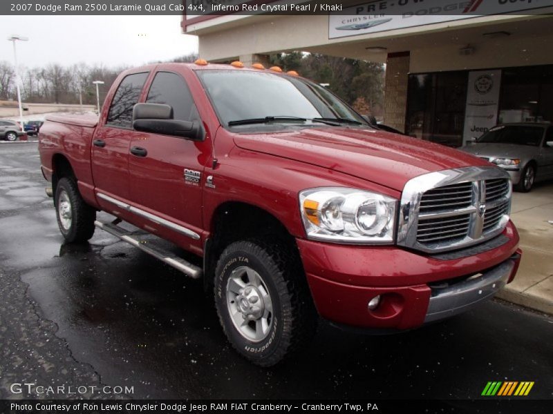 Inferno Red Crystal Pearl / Khaki 2007 Dodge Ram 2500 Laramie Quad Cab 4x4