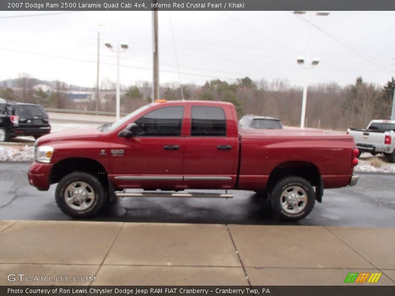 Inferno Red Crystal Pearl / Khaki 2007 Dodge Ram 2500 Laramie Quad Cab 4x4