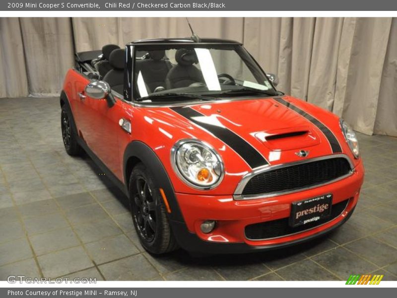 Chili Red / Checkered Carbon Black/Black 2009 Mini Cooper S Convertible
