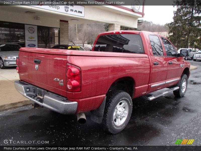 Inferno Red Crystal Pearl / Khaki 2007 Dodge Ram 2500 Laramie Quad Cab 4x4