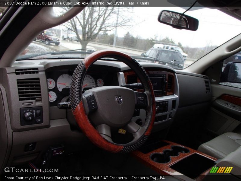 Inferno Red Crystal Pearl / Khaki 2007 Dodge Ram 2500 Laramie Quad Cab 4x4
