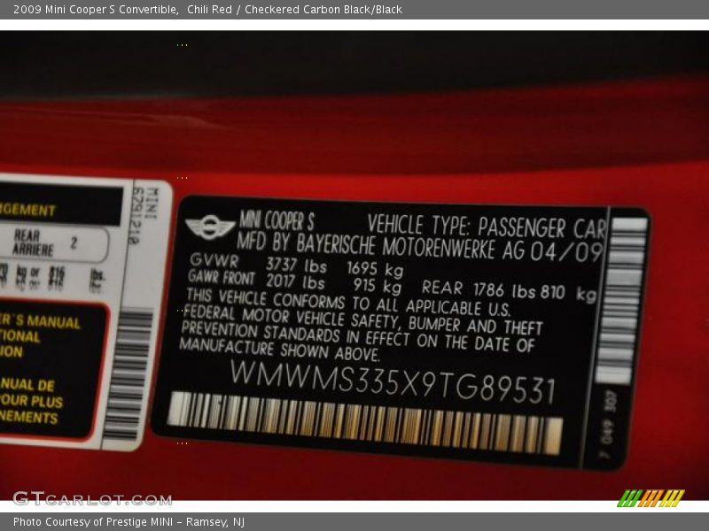 Chili Red / Checkered Carbon Black/Black 2009 Mini Cooper S Convertible